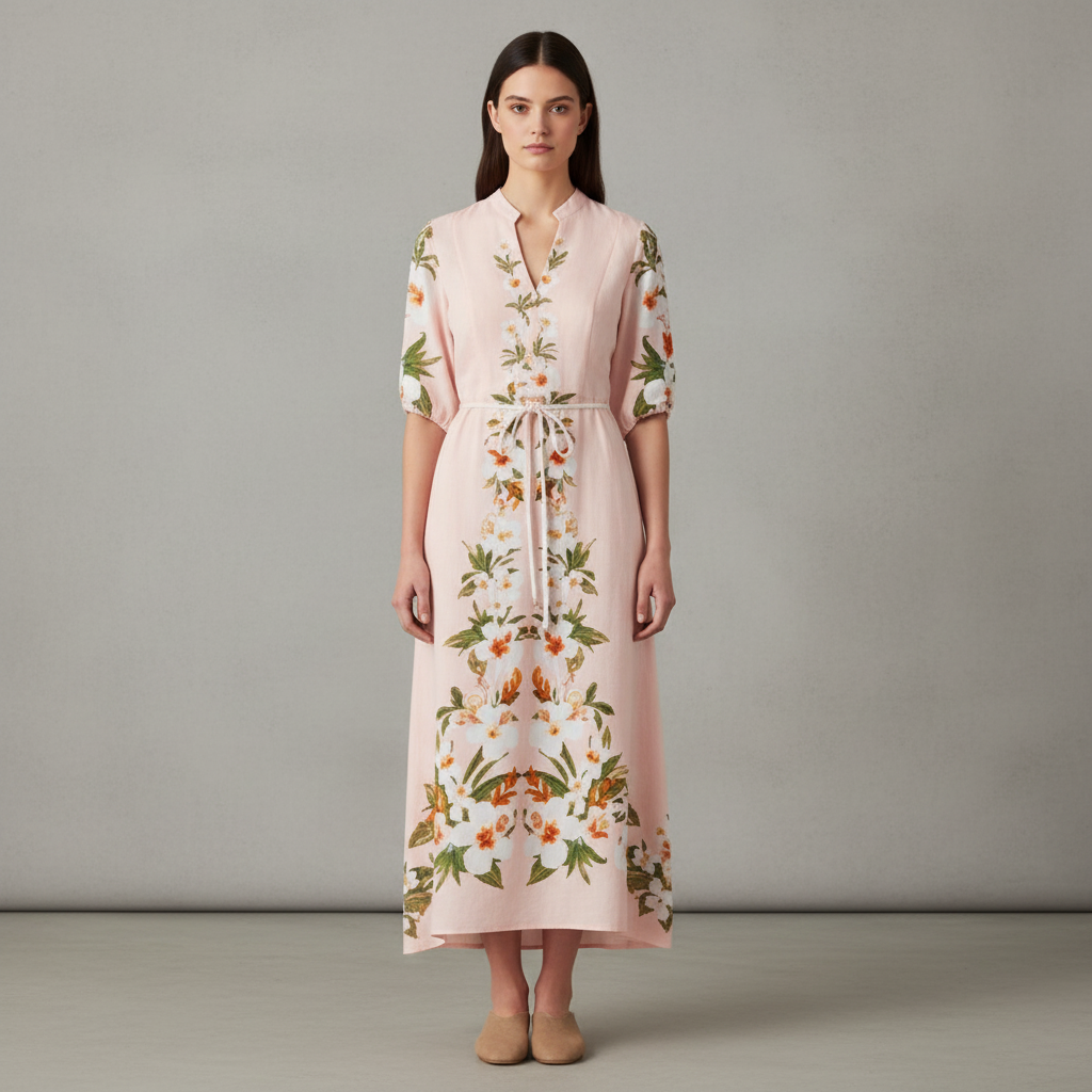 Women's Floral Placement Print Midi Dress