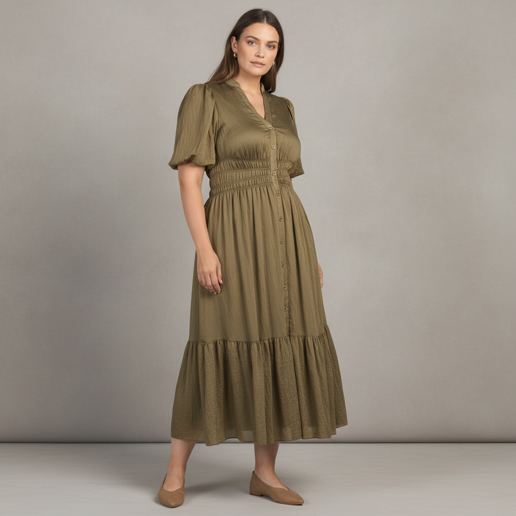 TAYLOR Plus Smocked Waist Dress