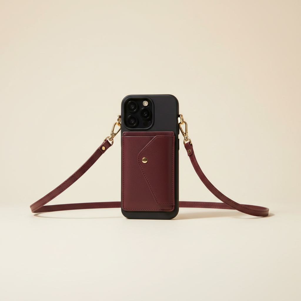 Donna Crossbody Phone Case - Wine/Gold