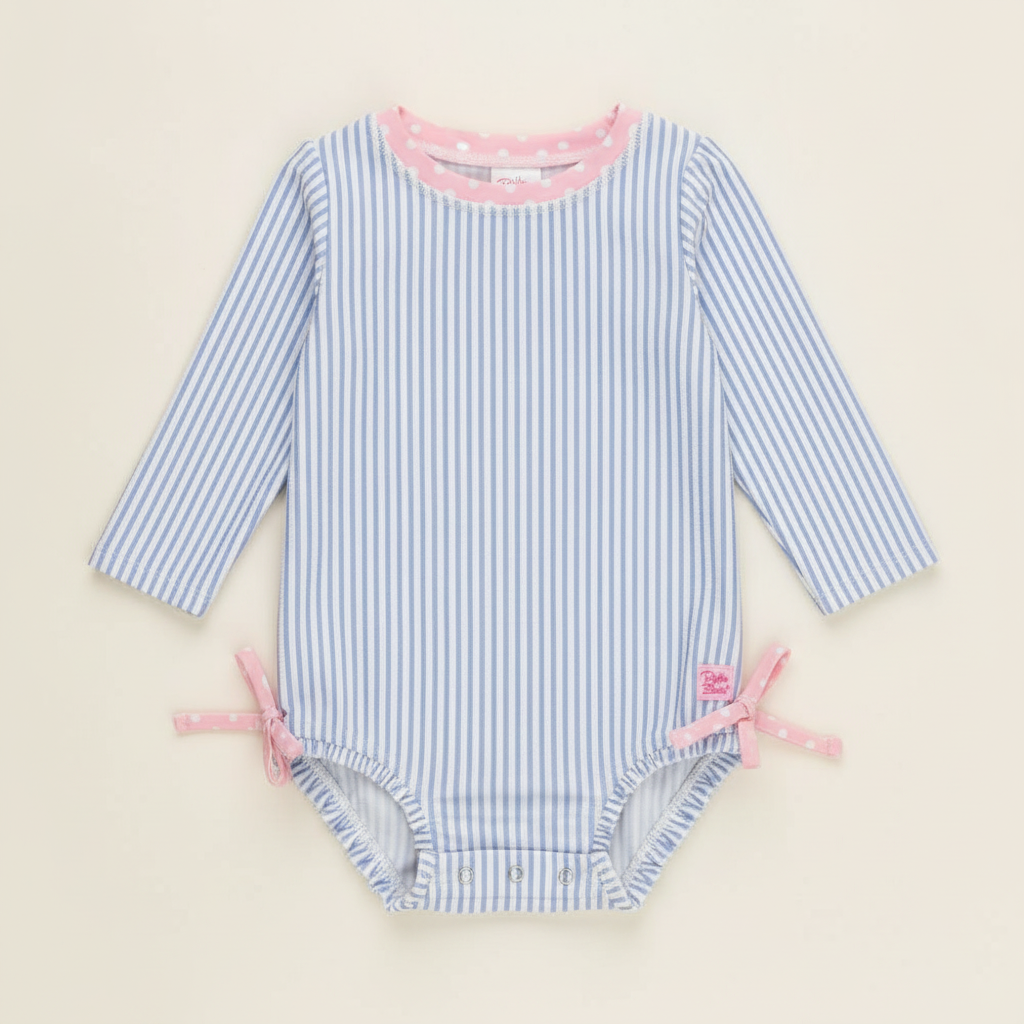 Rufflebutts - Seersucker Long Sleeve Rash Guard