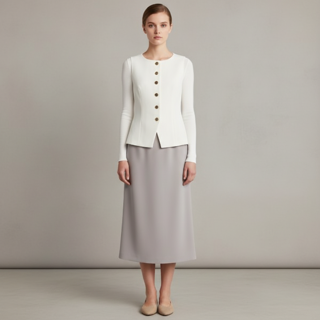 Scoop Neck Vest - pictured with White Abardsion Long Sleeve Fitted Shell