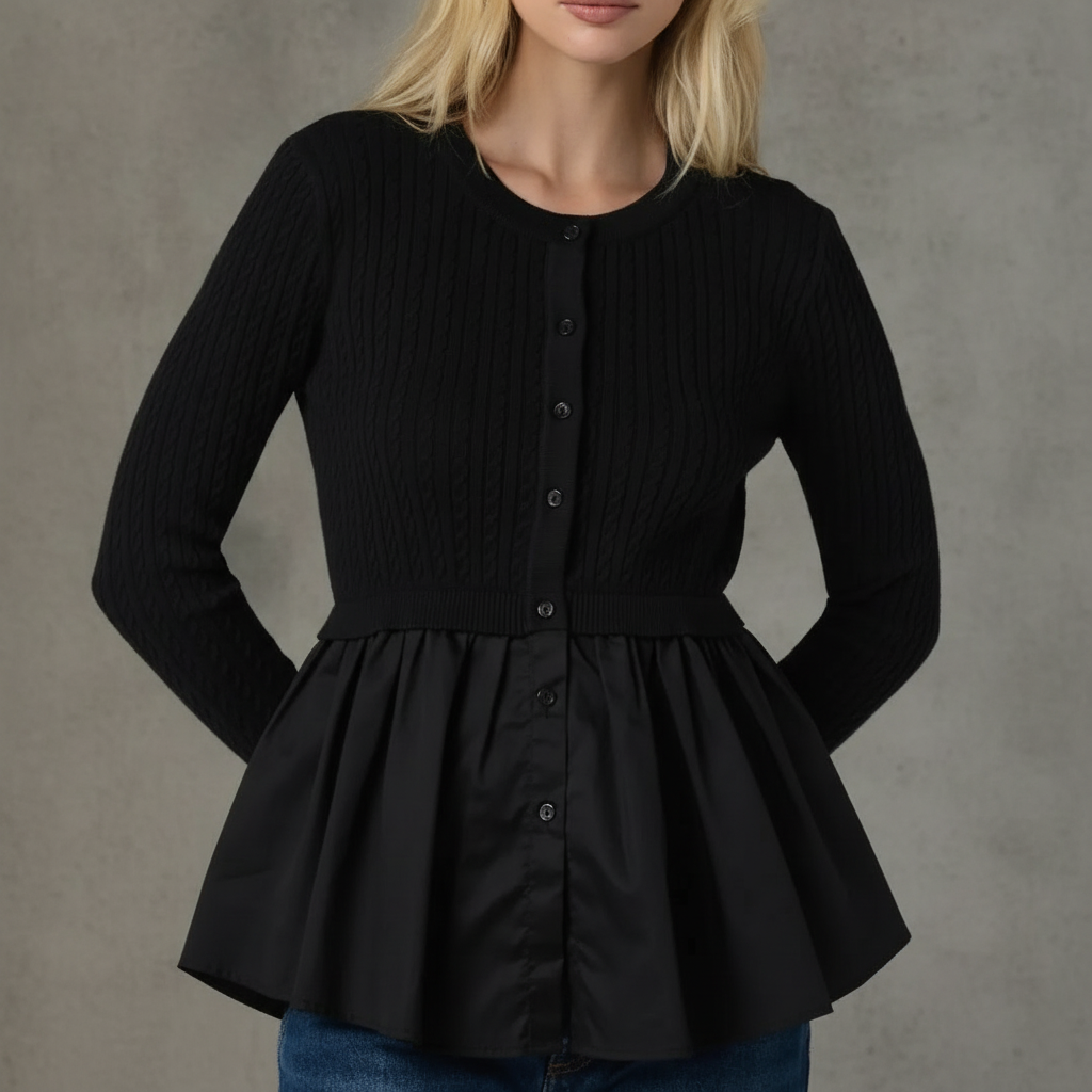 Mixed Media Peplum Top ASTR the Label