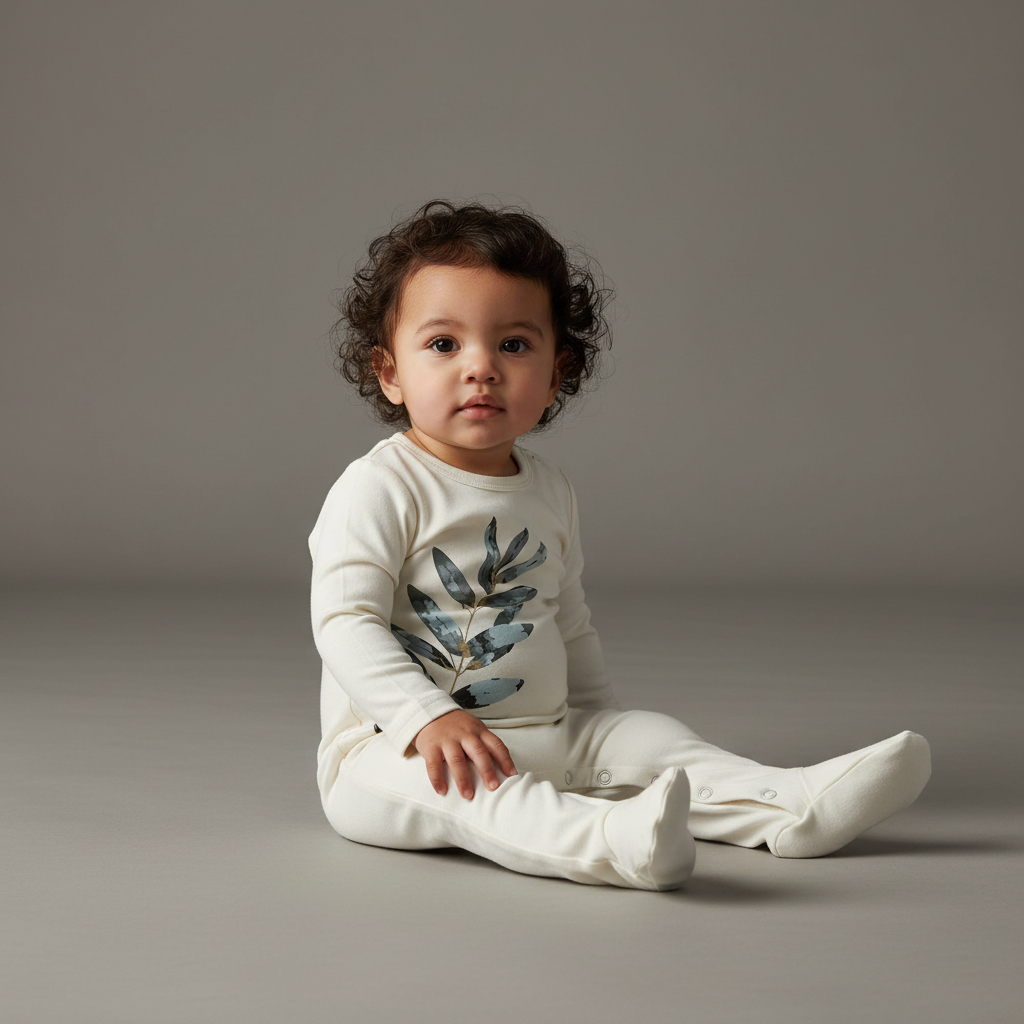 Watercolor Leaves Long Sleeve Footie