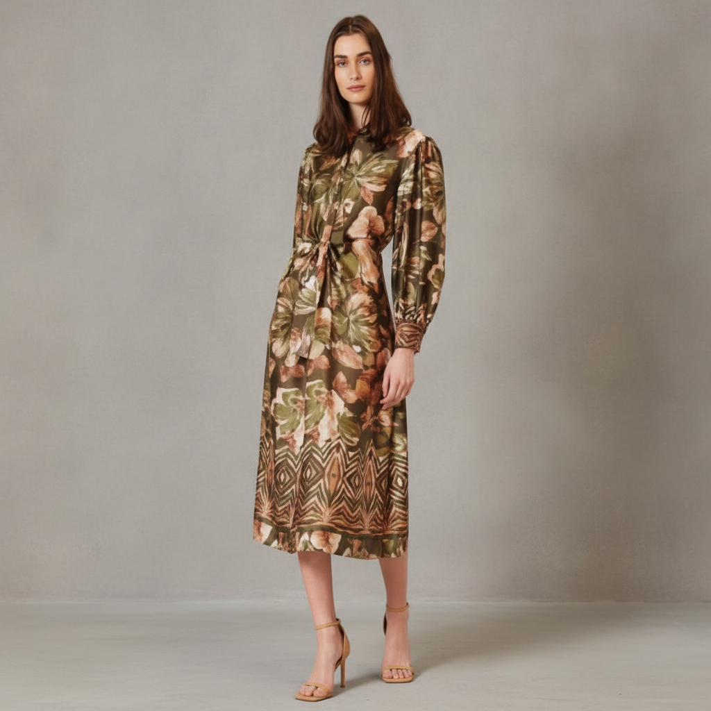 Women's Long-Sleeve Midi Shirtdress