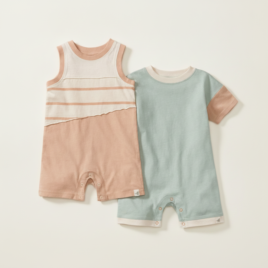 Basic Stripe Baby Boy Romper Set 2-Pack - Sweet Maple