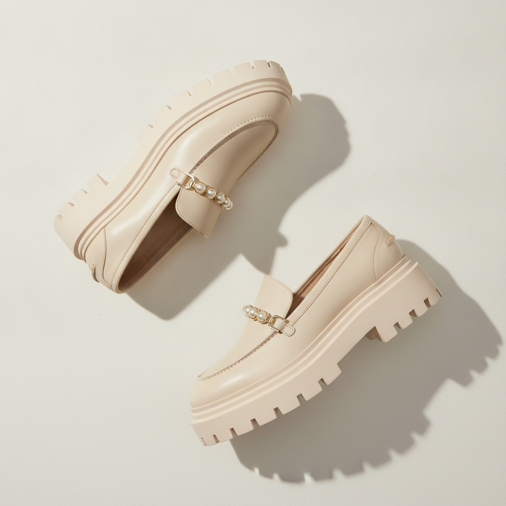 Perla Imitation Pearl Lug Sole Loafer