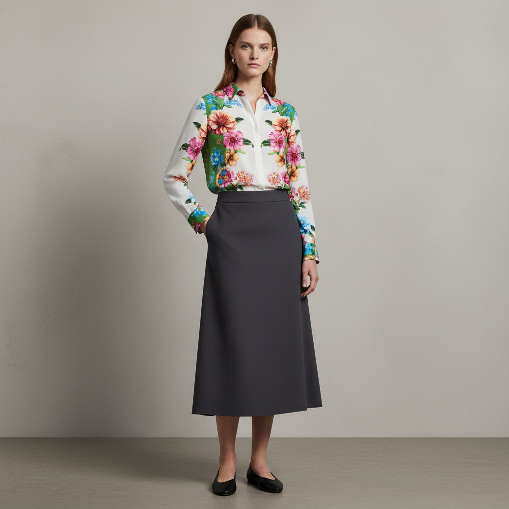 Button Down Printed Blouse