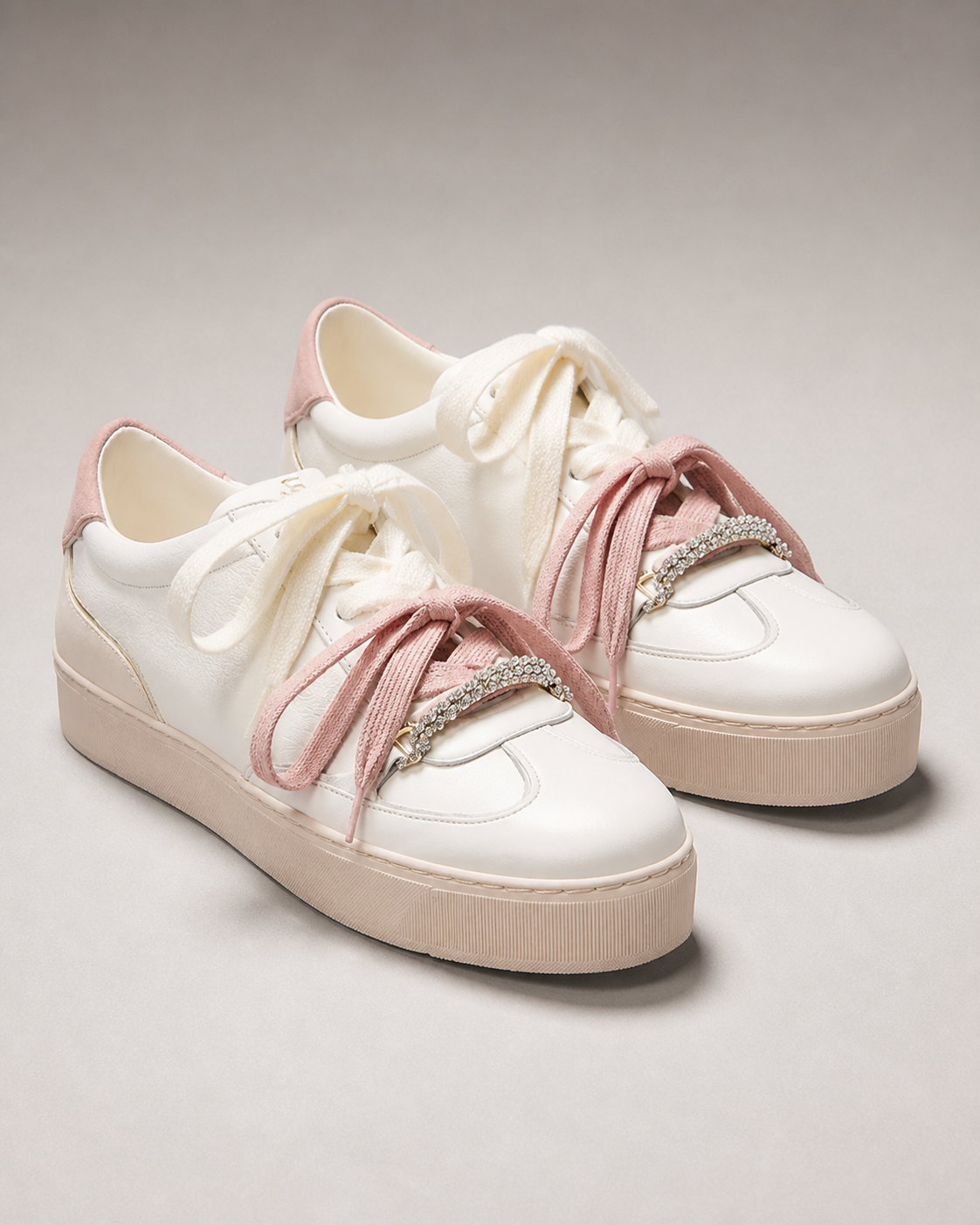 Stuart Weitzman Colton Embellished Leather Low-Top Sneakers