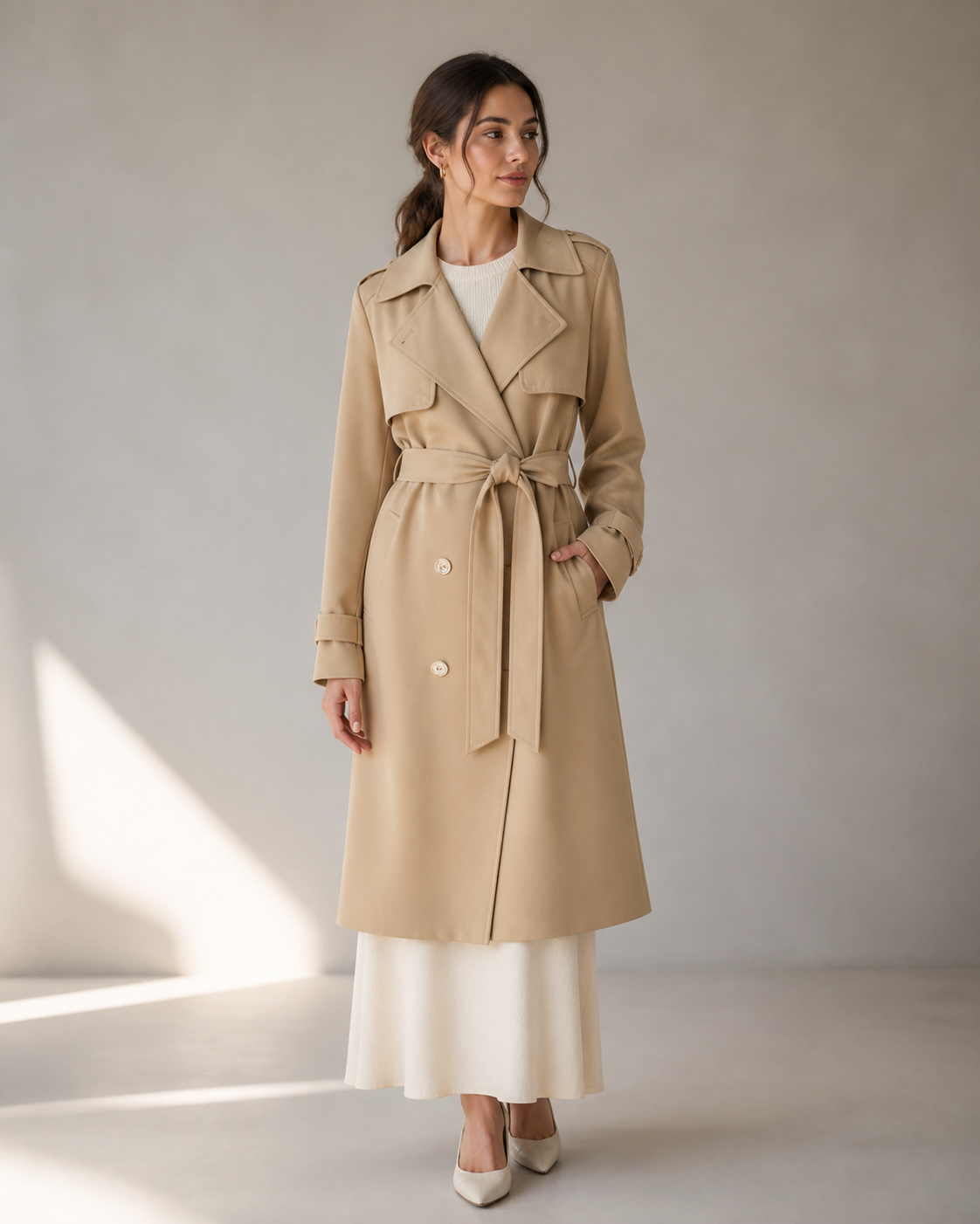 Michael Kors Drapey Tie Waist Trench Coat