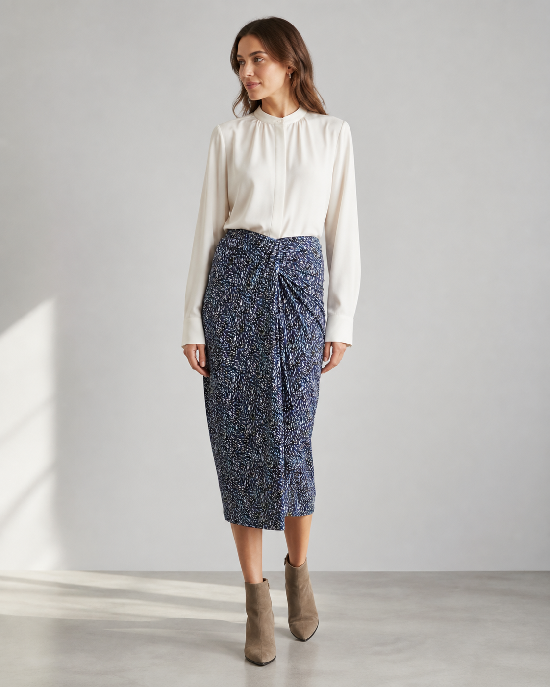 Marant Etoile Jeldia Draped Printed Midi Skirt