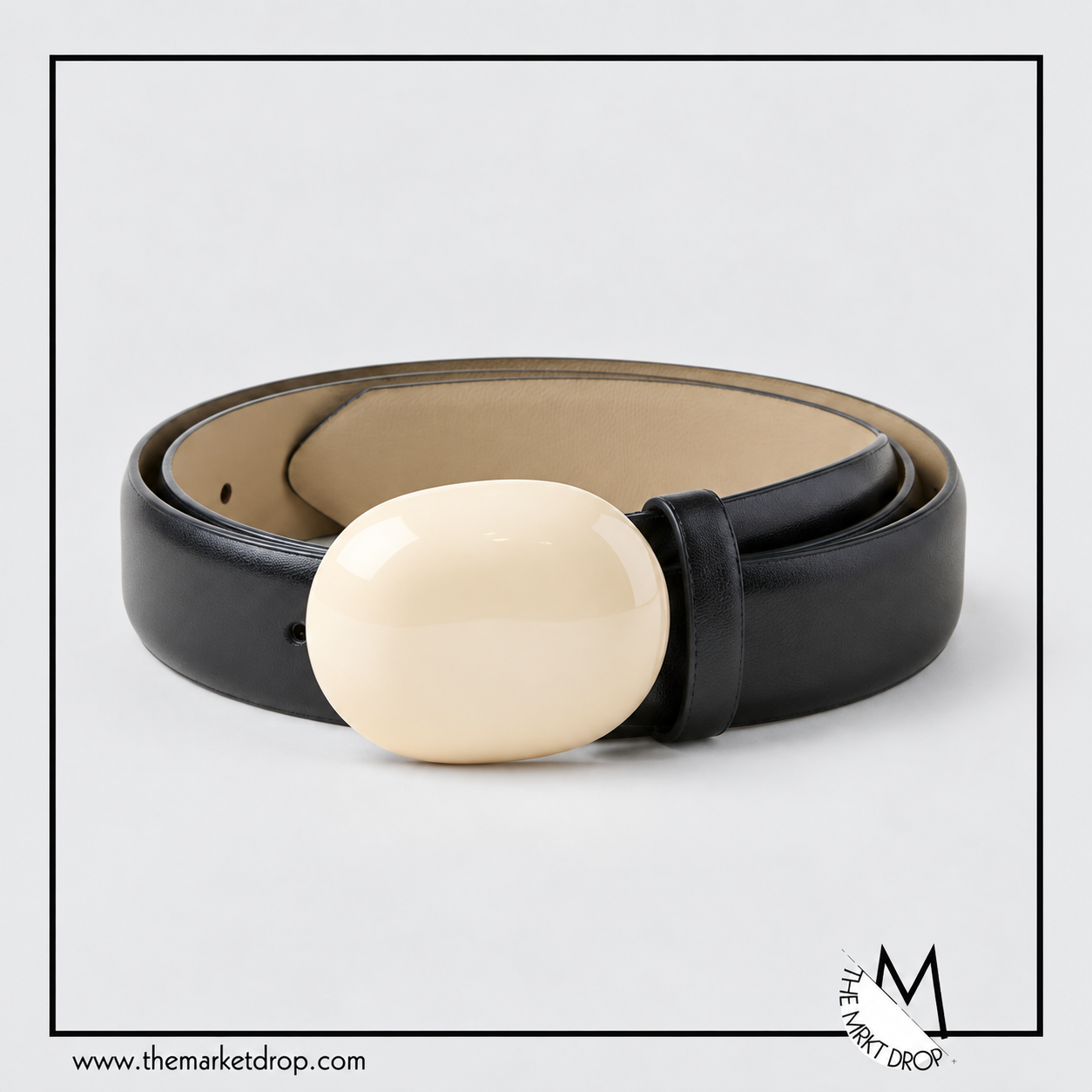 Round Bean Buckle Leather Belt