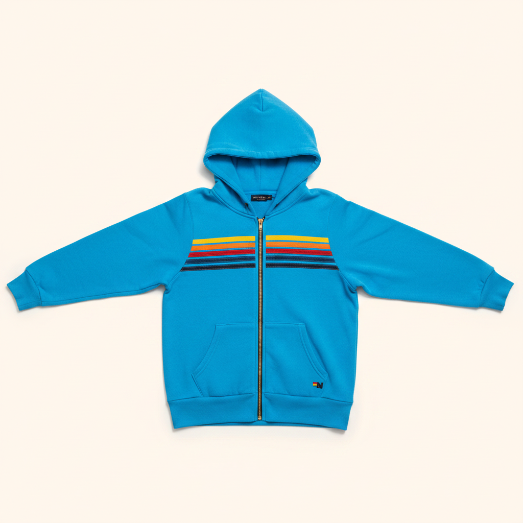 5 Stripe Hoodie - Neon Blue