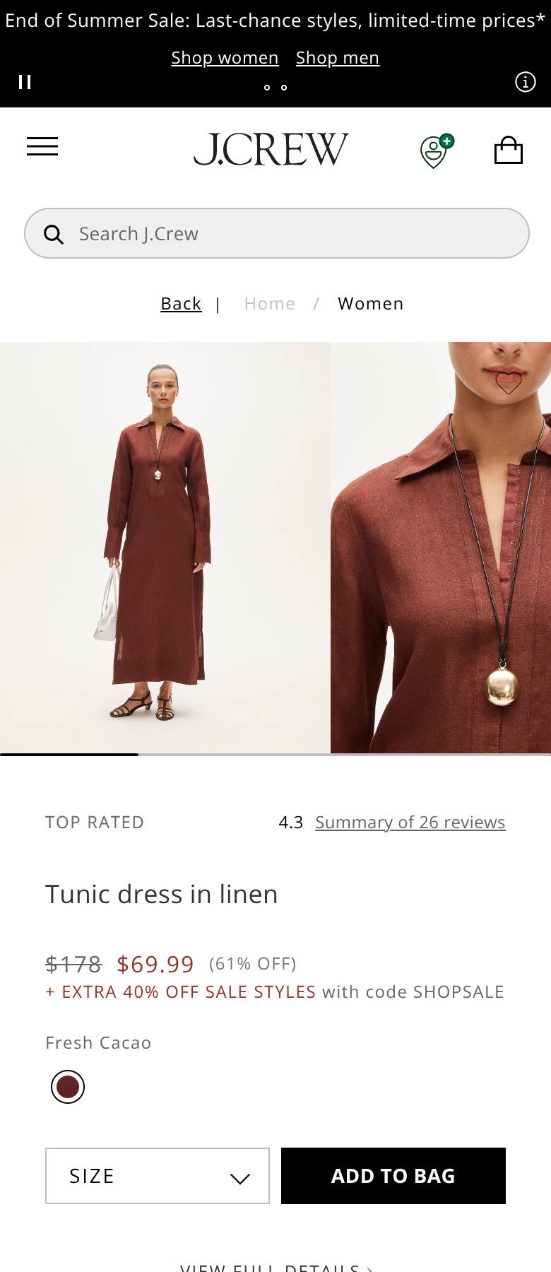 Tunic dress in linen