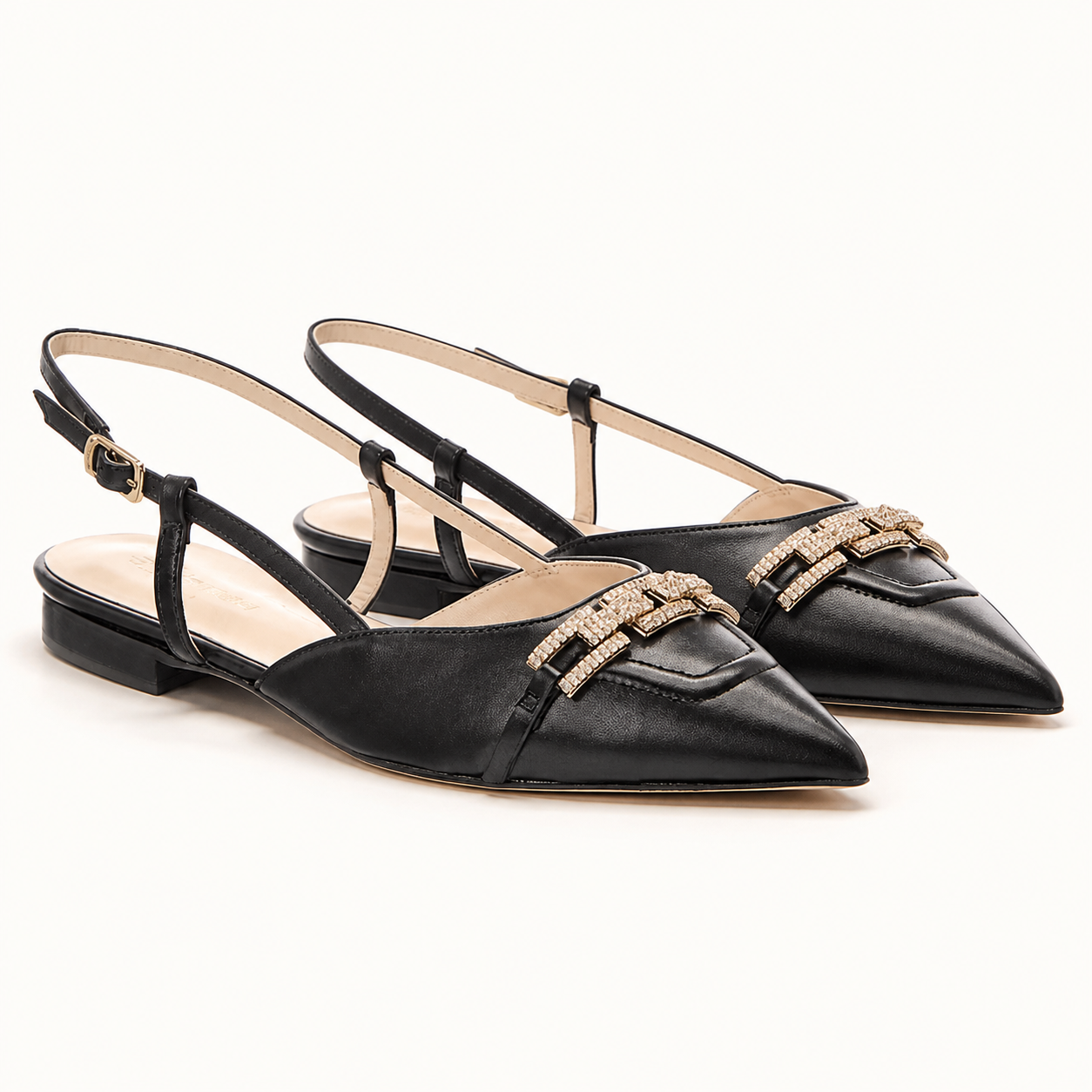 Leather Slingback Flat - Black