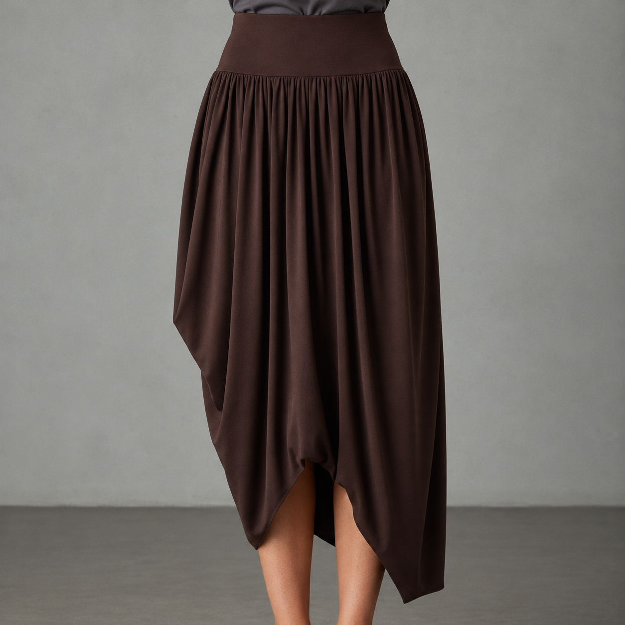 ASOS DESIGN volume drape maxi skirt in dark brown - part of a set