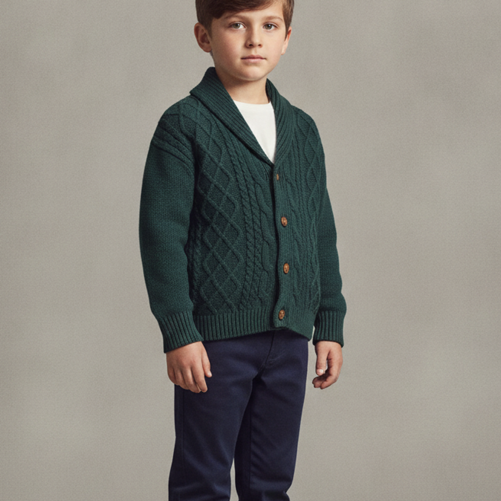 Toddler Boy Sweater Cardigan — Dark Green