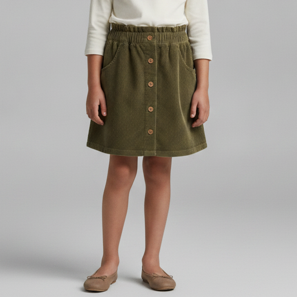 Girls Organic Cotton Corduroy Skirt