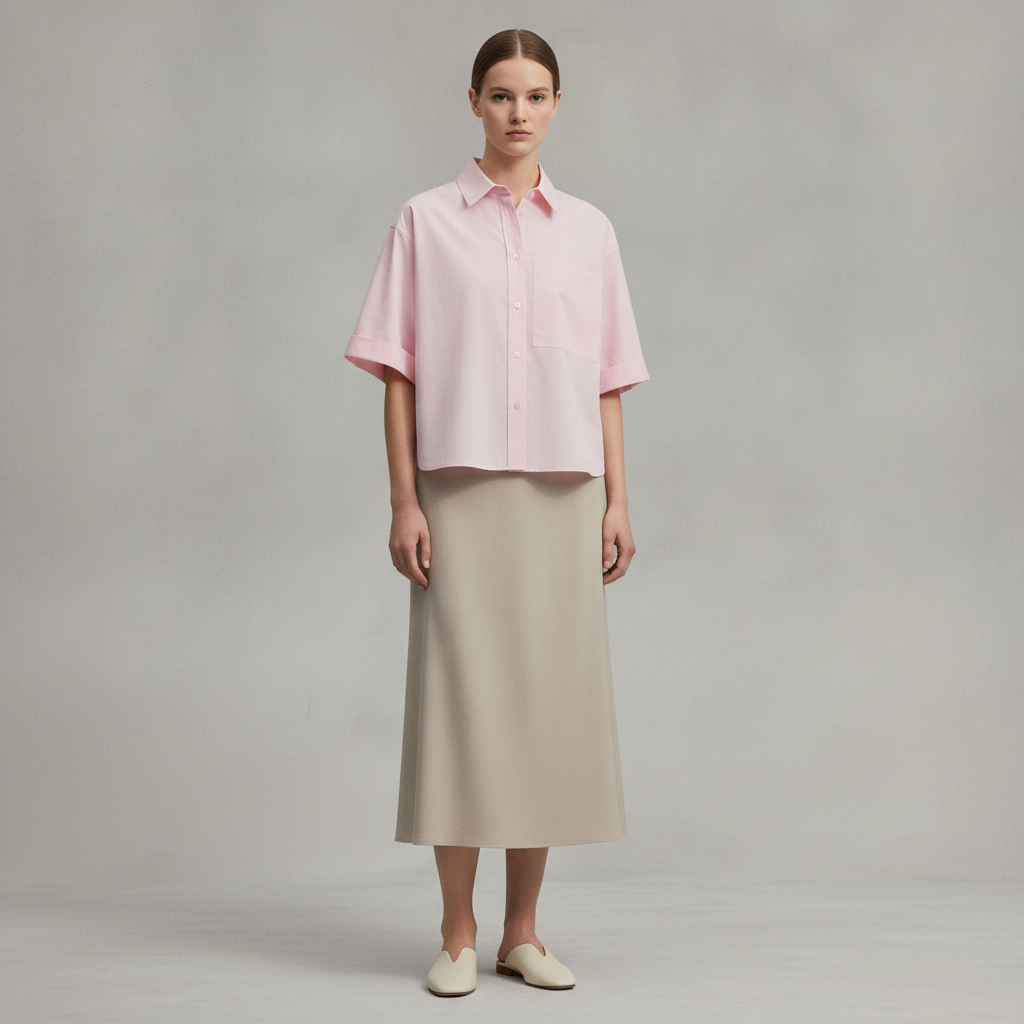 Lyssé Plus Corinna Oversized Cropped Shirt - Rose