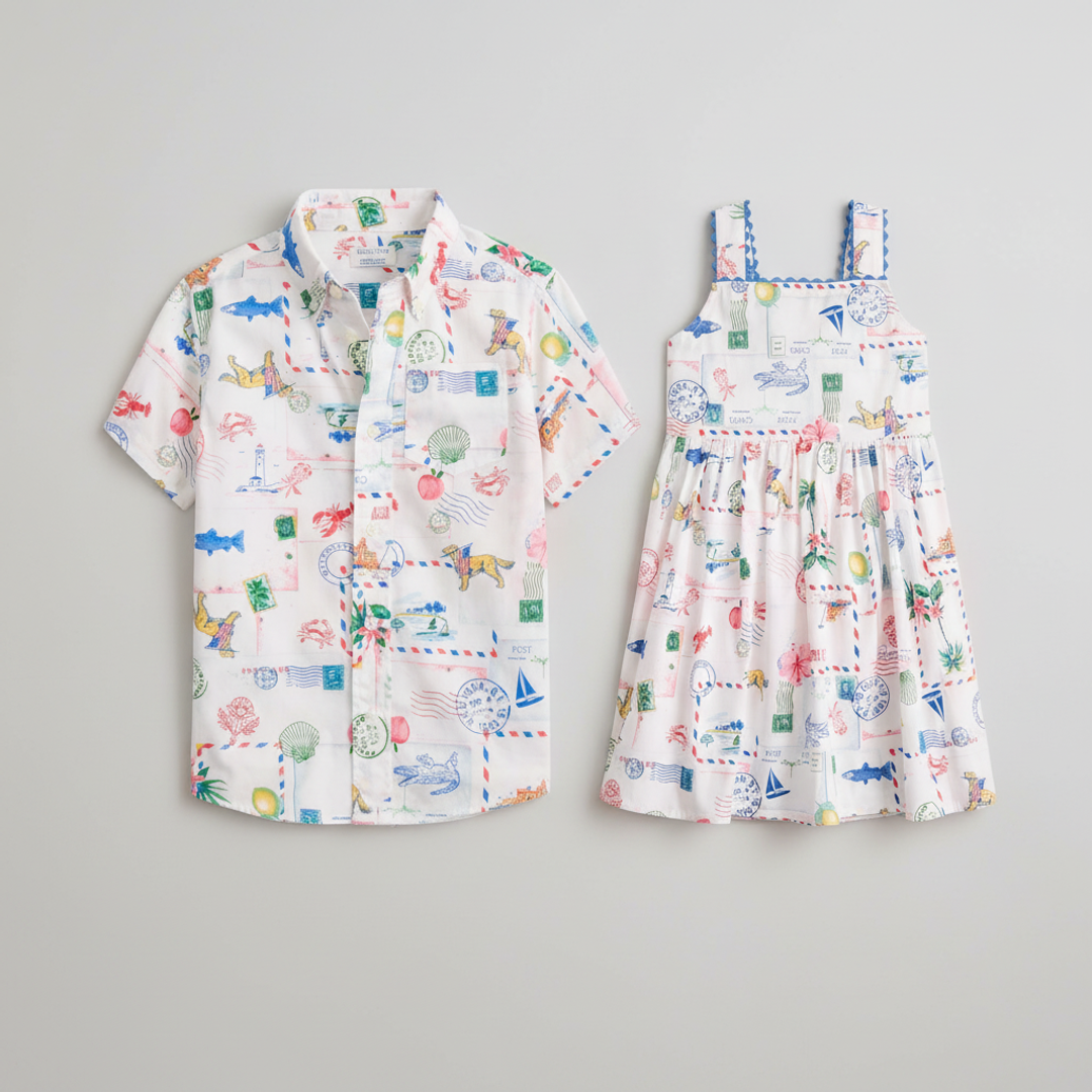 J CREW postcard matching set