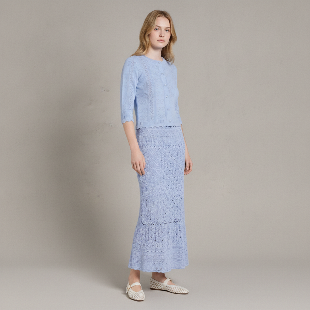 The Riviera Cardigan + The Riviera Crochet Skirt + Mesh Flats