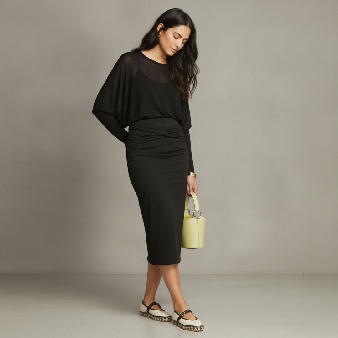 Batwing-sleeved jersey top-Shown with + Twist Waist Skirt + The Remy Espadrille Mary + kate spade new york