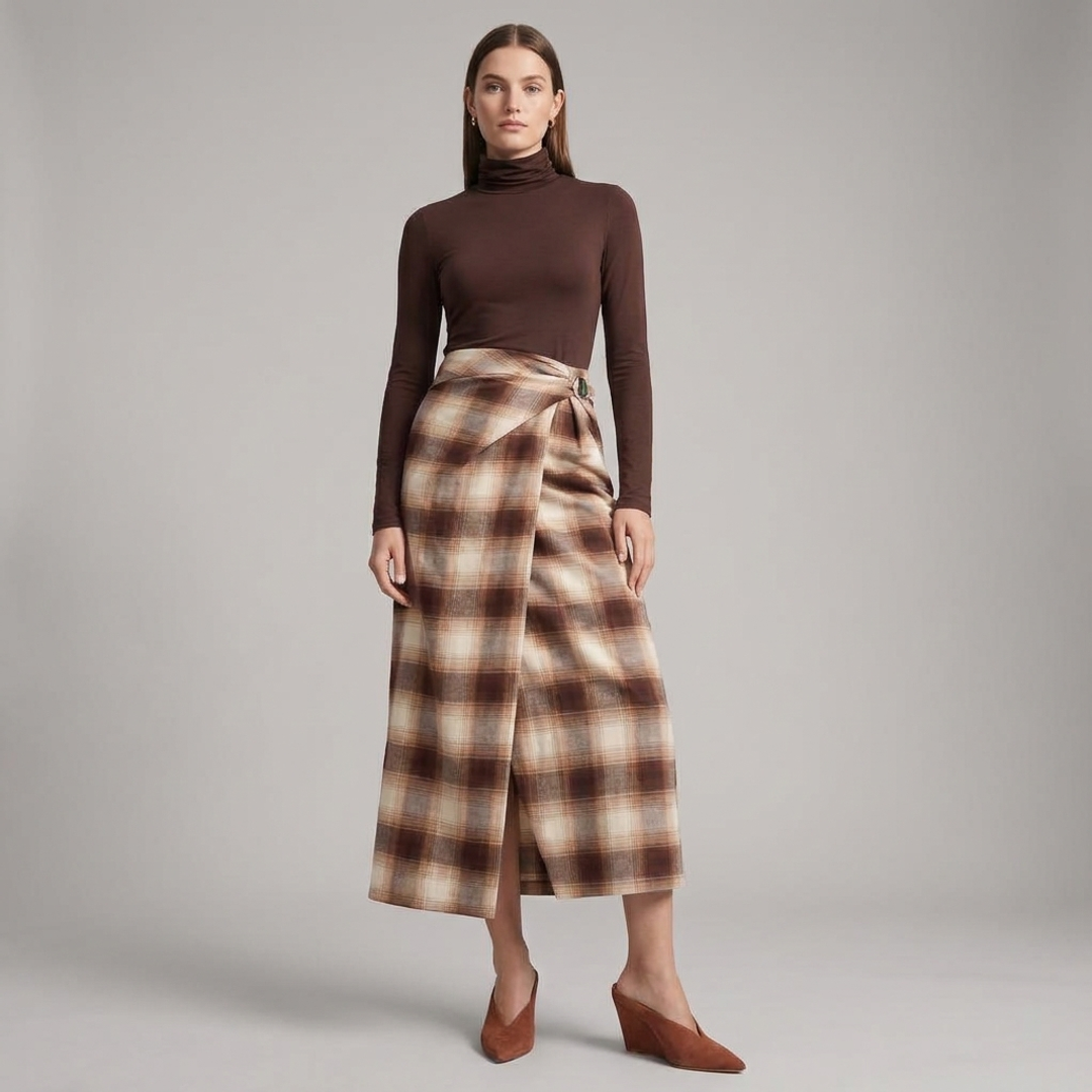 On 34th Modal Long-Sleeve + Plaid Flannel Twist Midi + MICHAEL Michael Kors Xandra