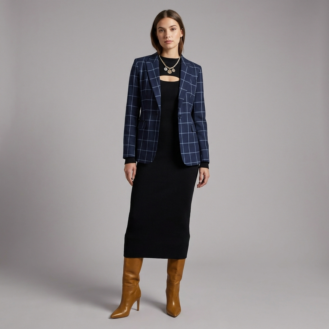 Avec Les Filles Windowpane + Off-White Off Stamp Rib + Vince Camuto Nally Golden + JARDIN Two-Tone Coin Charm