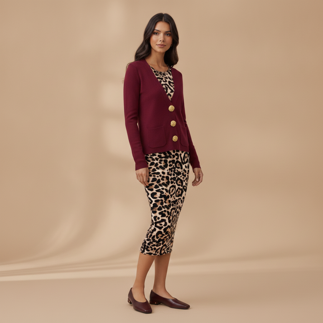 Cream Puff Cardigan + Anna-kaci Print Sleeve Long + Women's Gretta Square Toe
