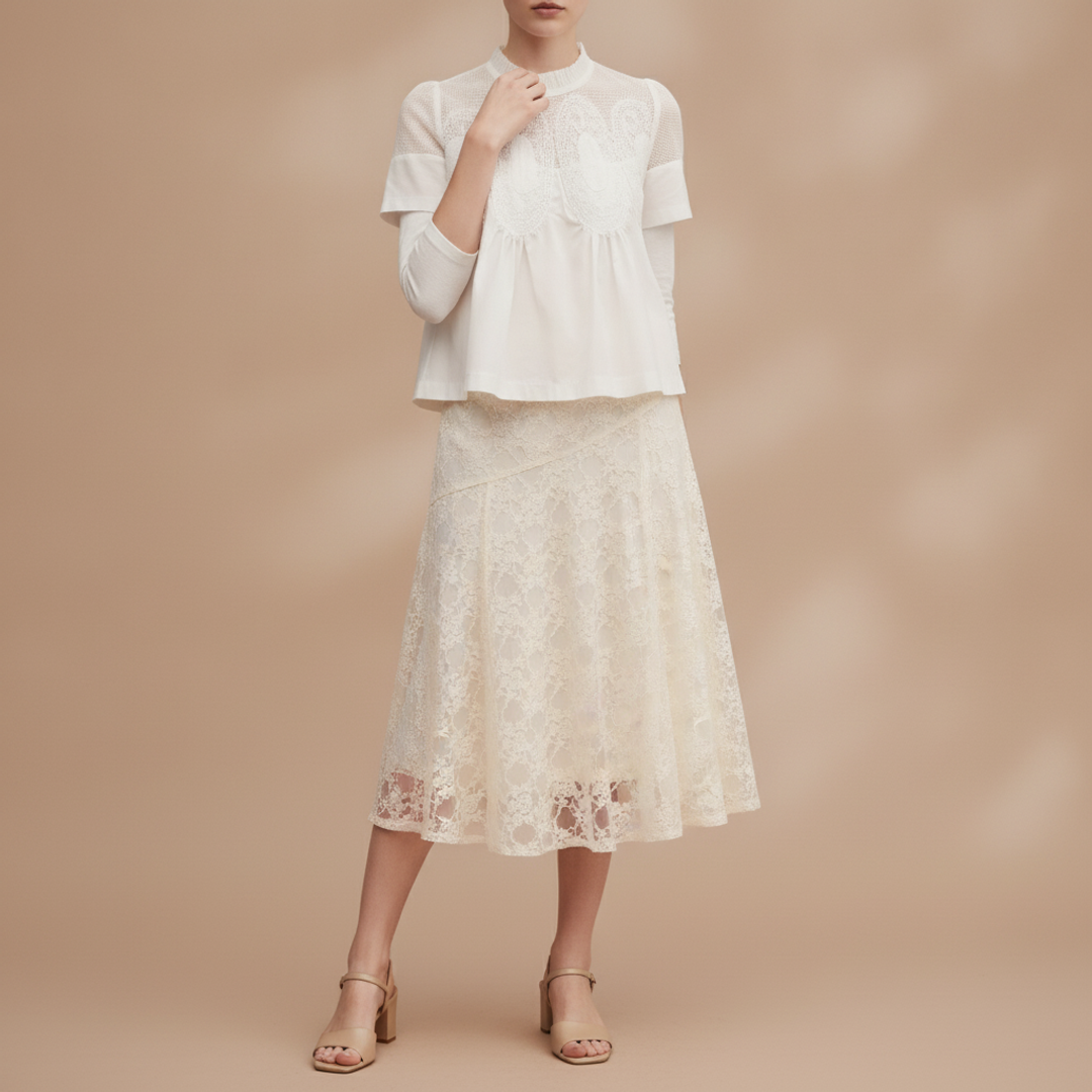 Vaoyiu Blouse + ELIANE ROSE + Chardonnay Block Heel Sandal