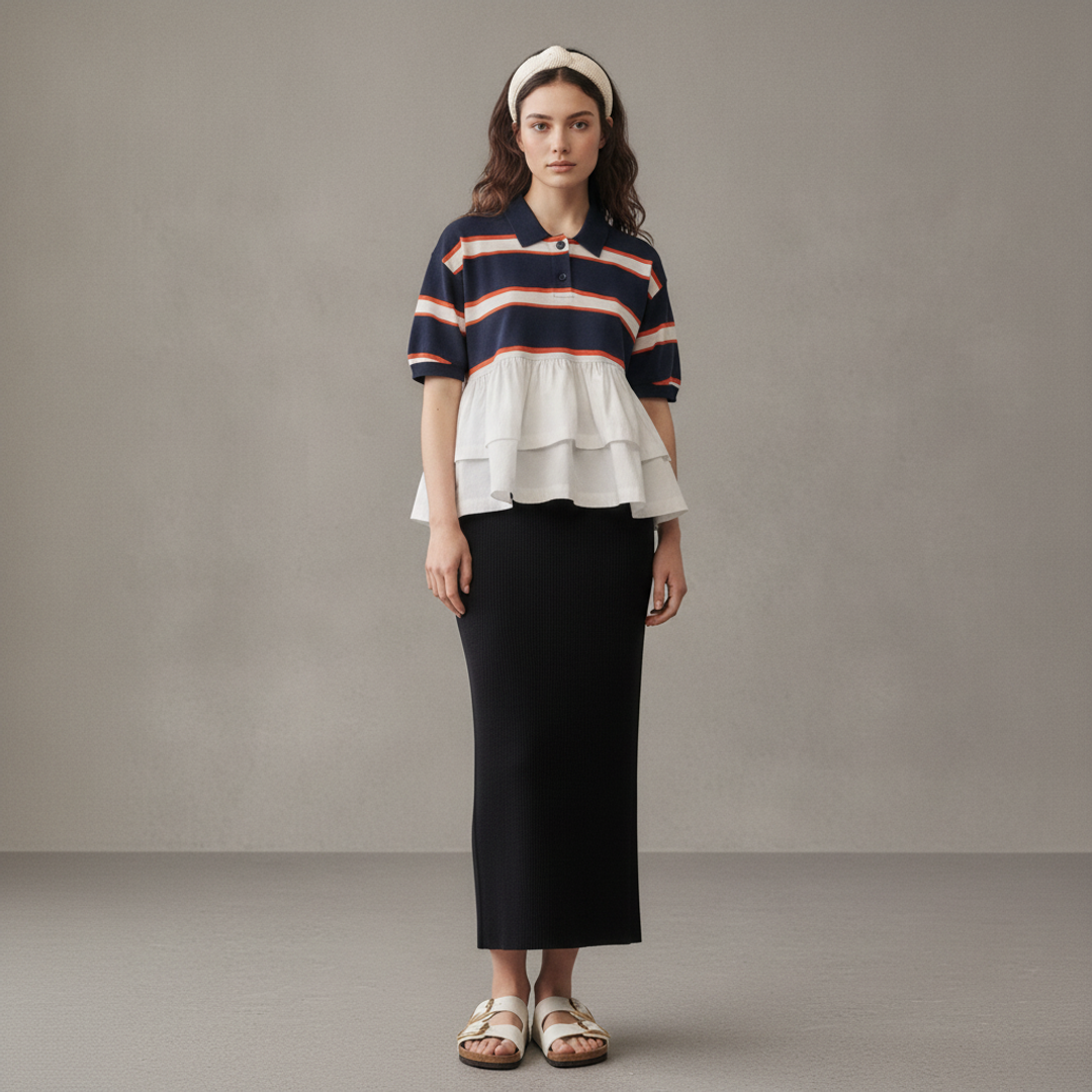 Maeve Je Peux Twofer + Jersey Maxi Pencil skirt- + Birkenstock Arizona Big Buckle