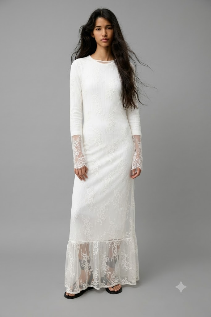 Kosher Casual 3/4-Sleeve Layering + LACE MAXI DRESS
