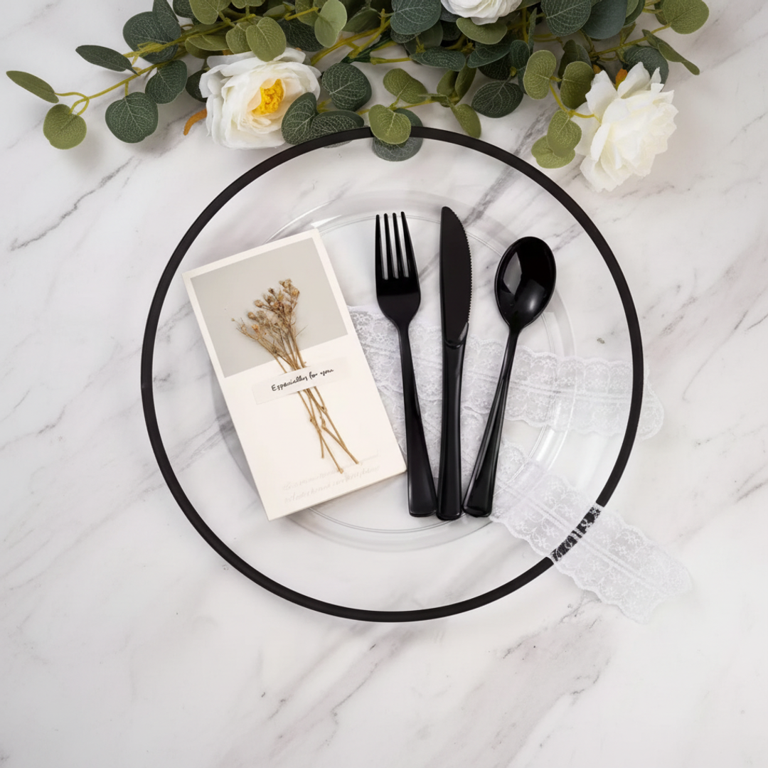 12 Clear Modern Chargers Black