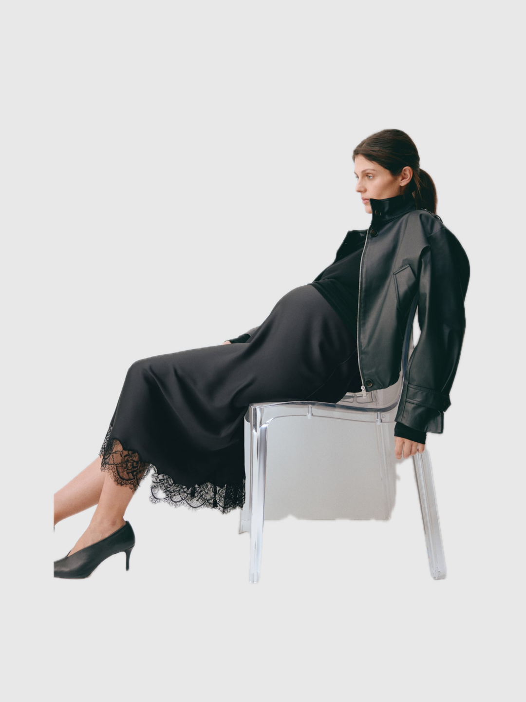 Mama Lace-Trimmed Satin Skirt