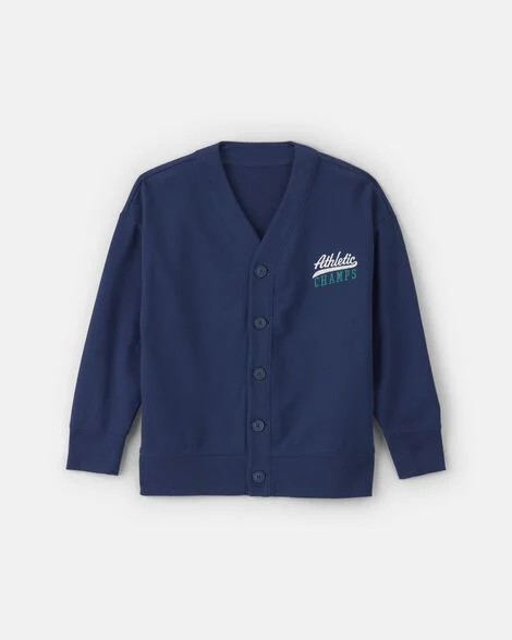 Boys 'Athletic Champs' Game Day French Terry Cardigan - Navy Blue