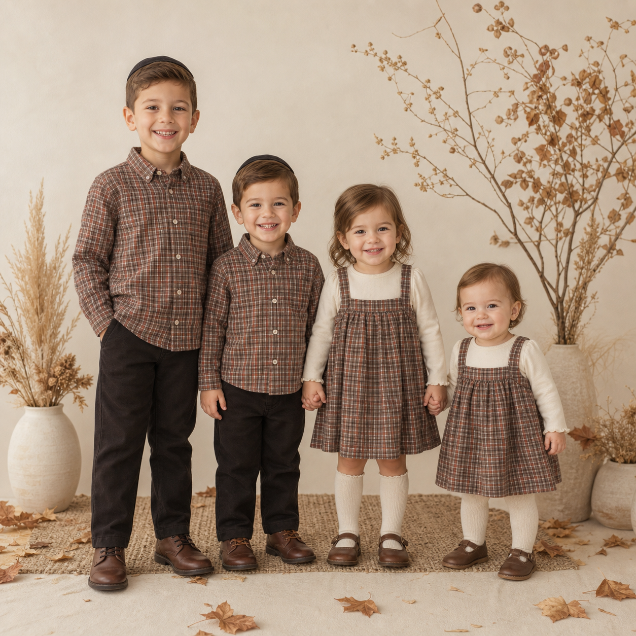 Baby Girl Organic Cotton Plaid Jumper Set — Brown Plaid