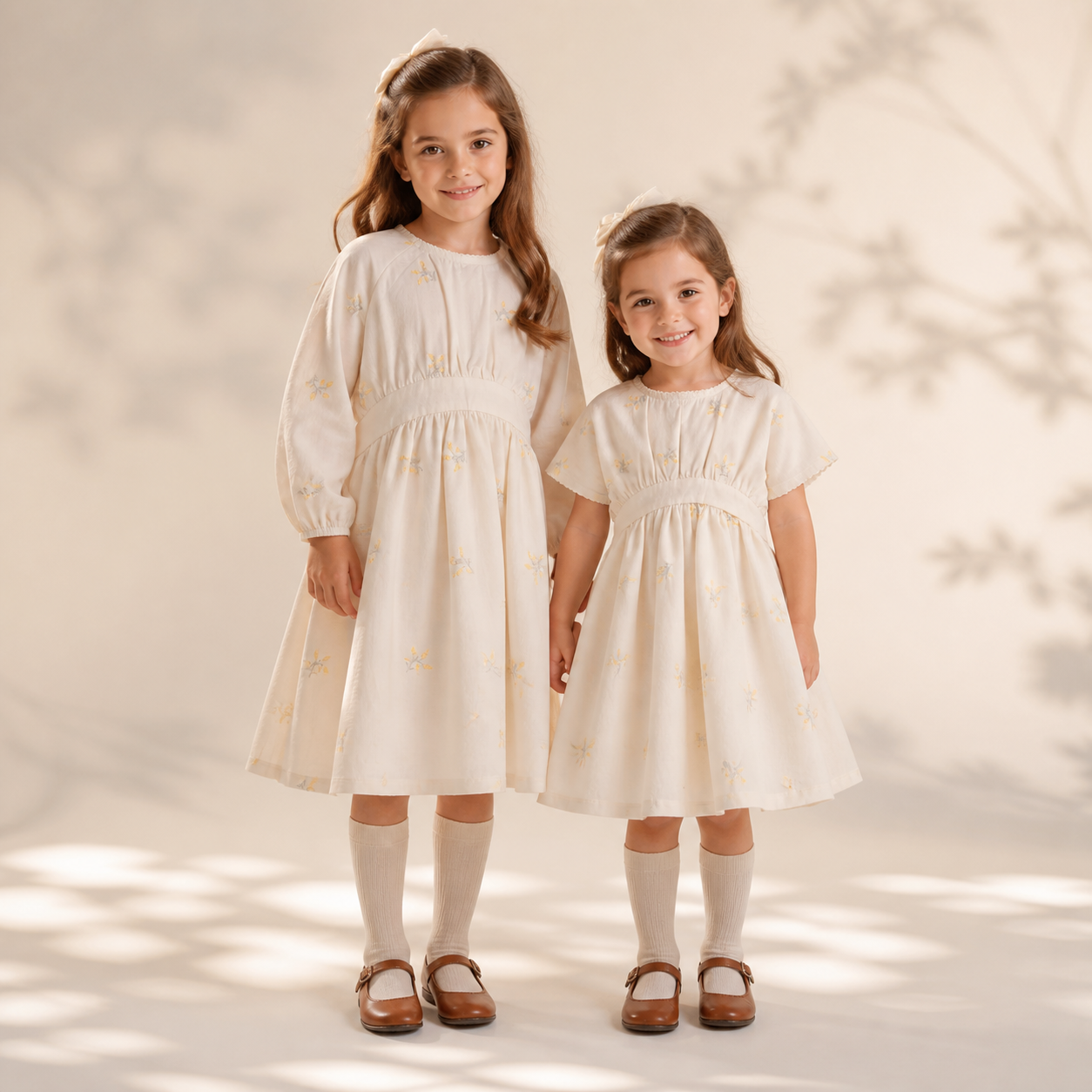 Girls Embroidered Floral Dress — Holland Ivory