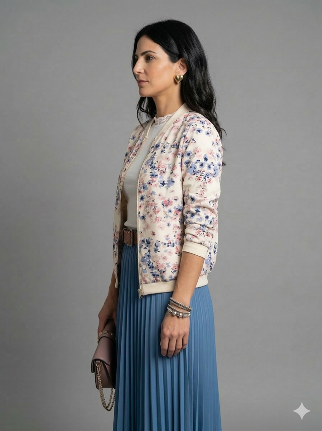 Floral Print Zip Up Jacket