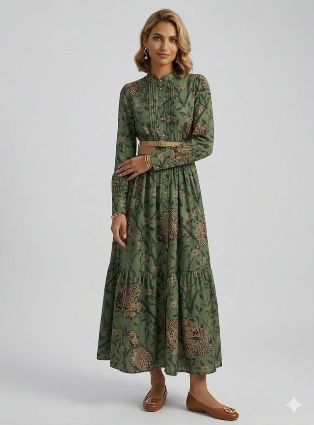 Leopard Print Inspired Belted Dress