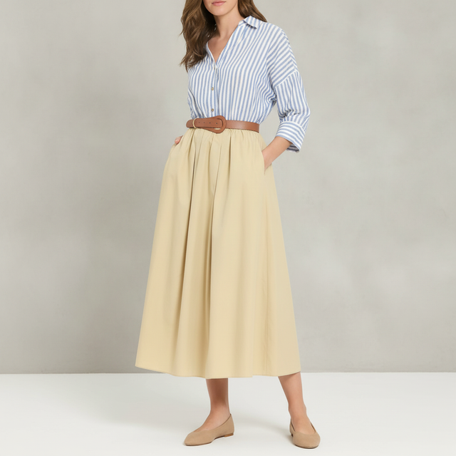 Belted Twofer Midi Dress