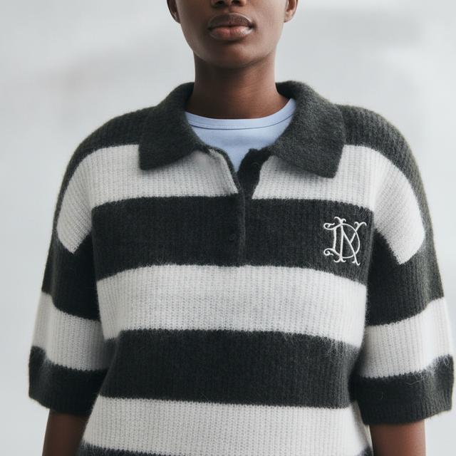 Rib-Knit Polo Sweater