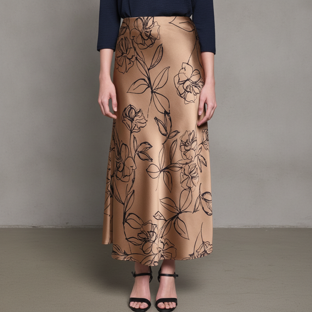 Women's Floral Satin Maxi Skirt