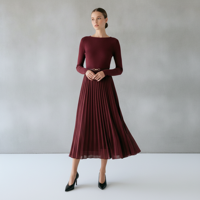 Pleated panelled dress