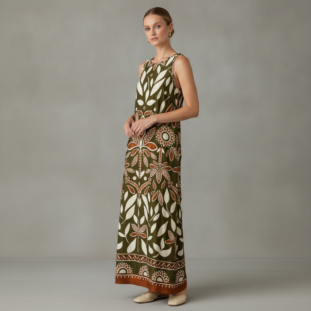 Vince Camuto Women's Sleeveless Tree Print Dress