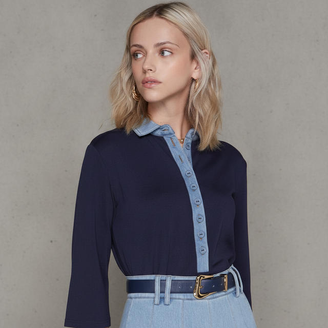 Elba Tee in Navy / Stone Wash Denim