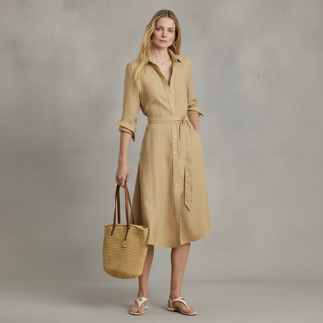 Lauren Ralph Lauren Women's Belted Collared Shirt Dress