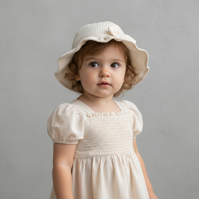 Baby Girl Bow Sun Hat - Ivory