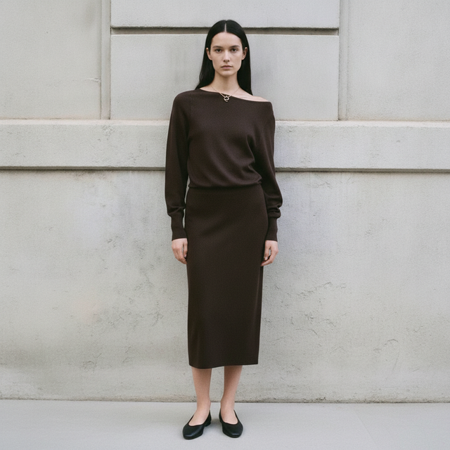 Fine-knit flared dress