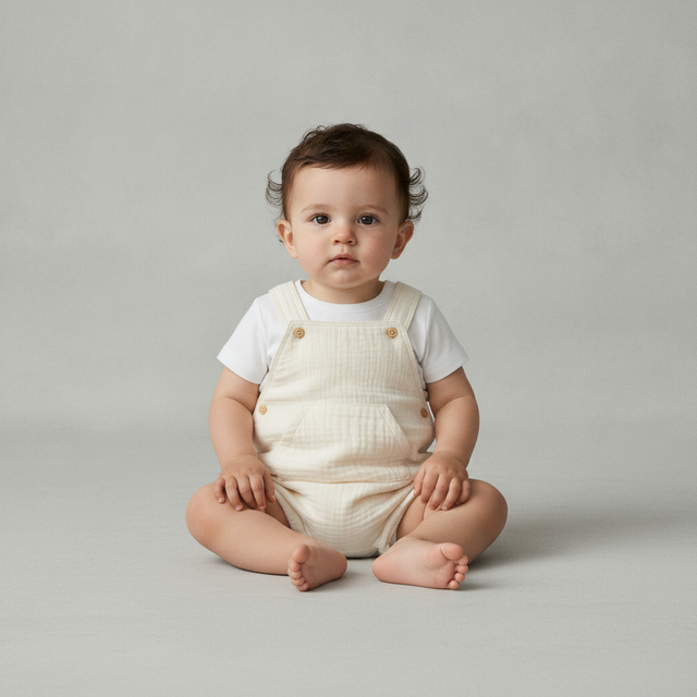 Light beige/white 2-Piece Cotton Set for kids