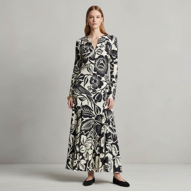 Farm Rio Cashews Birds Winter Dress