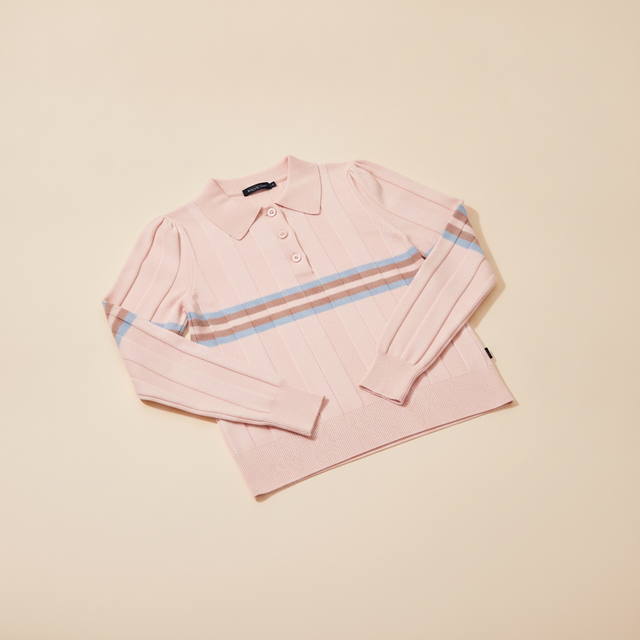 Rowing Blazers Knit Intarsia Stripe Long Sleeve Polo